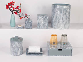 What are the hotel room supplies, disposable articles, textiles, knitwear, towels, linen, leather goods, room appliances, glassware.